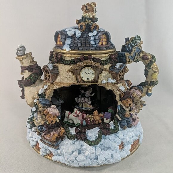 Boyd's Bears Silent Night Musical Light Teapot Figure Christmas Music Box Rotate - Picture 1 of 16